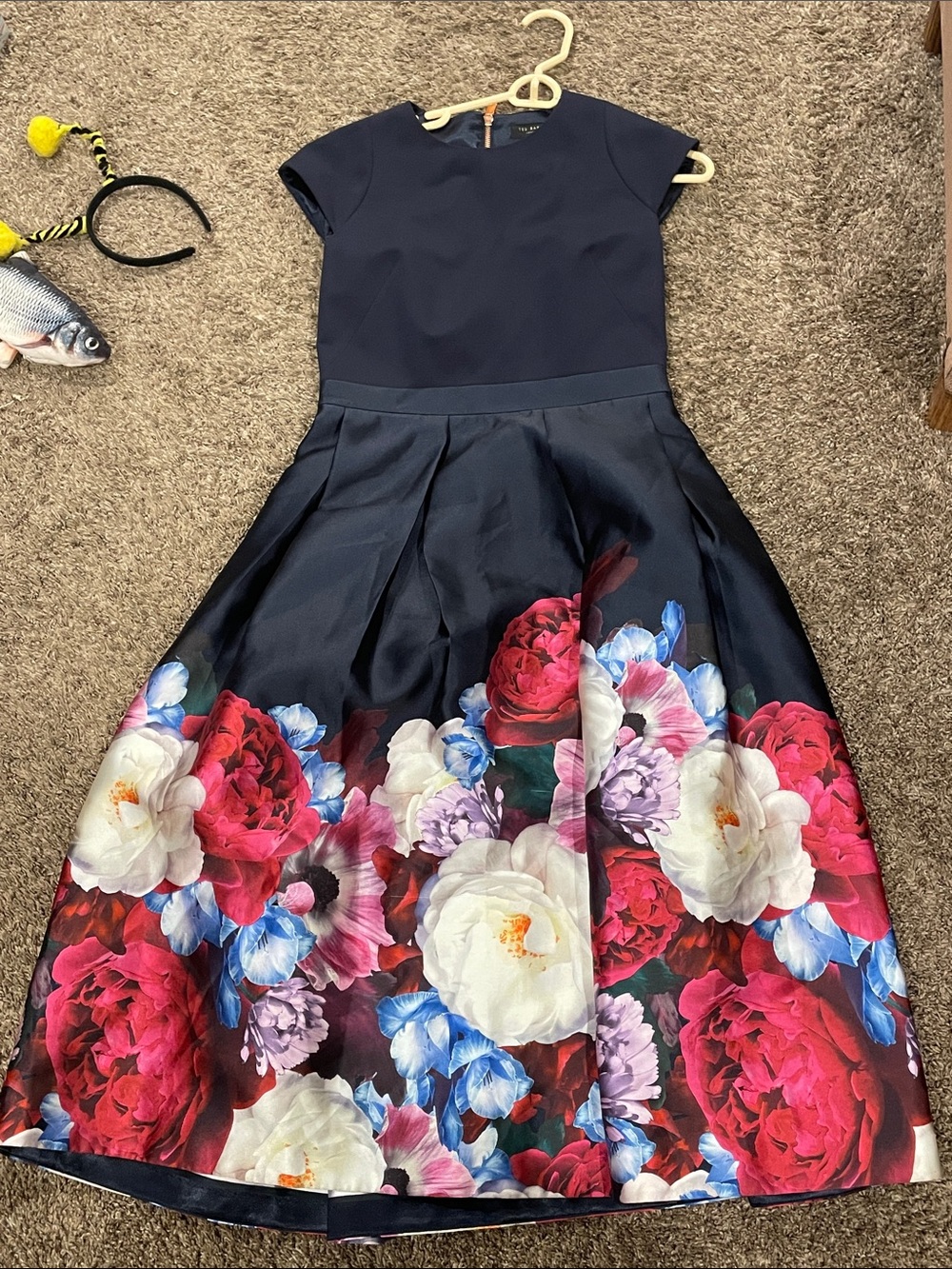 Ted Baker Navy Floral Fit & Flare Dress